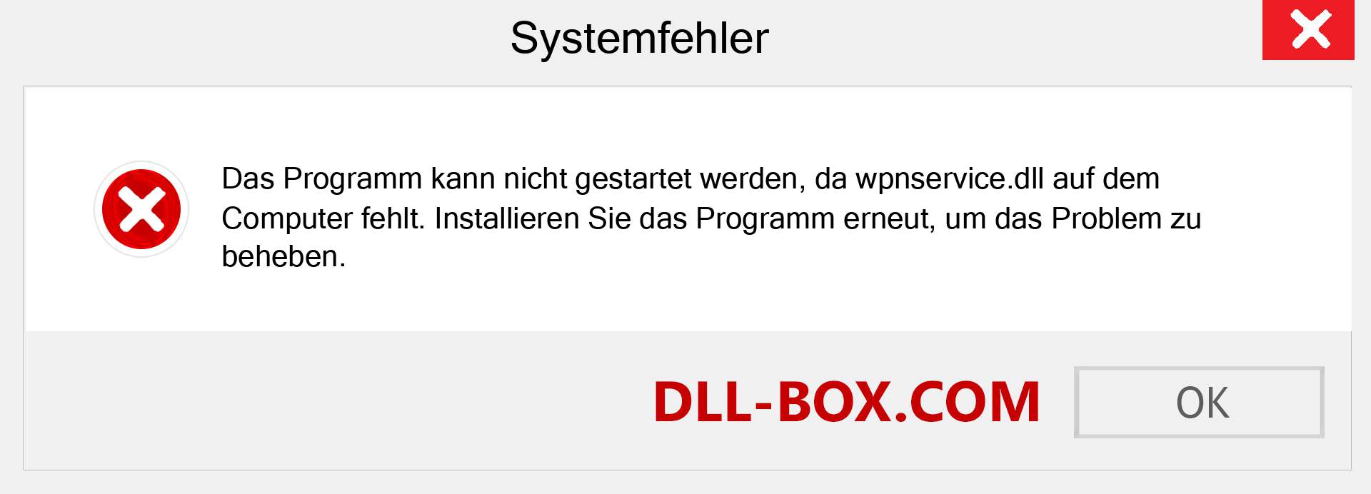 wpnservice.dll-Datei fehlt?. Download für Windows 7, 8, 10 - Fix wpnservice dll Missing Error unter Windows, Fotos, Bildern